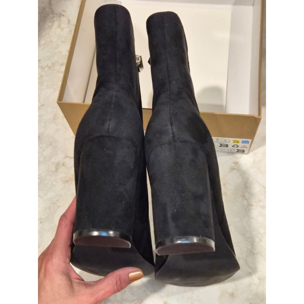 Elisabet Tang Womens Black Suede Square Toe Block Heel Ankle Boots TEB392 Sz. 11 - Picture 3 of 7